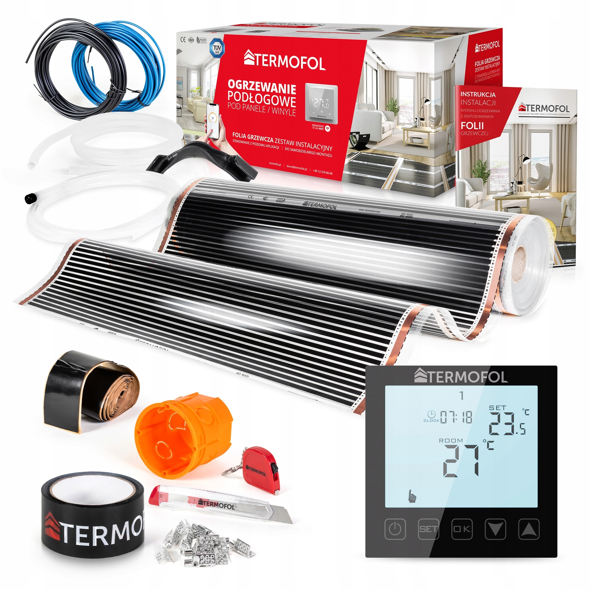 Vykurovacia Fólia Sada Infračervená, výkon 80 W, 100 cm, plocha 26 m² TF-H1 Black