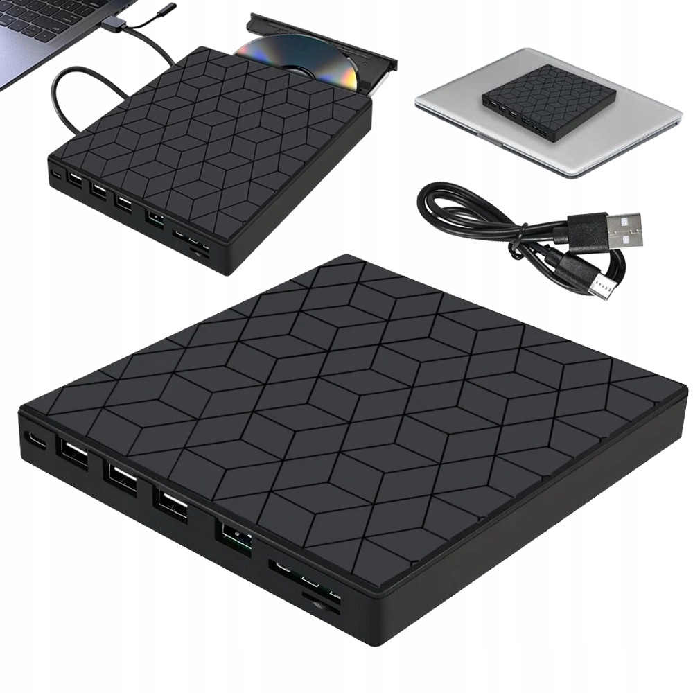 DVD CD Rekordér Externí Jednotka Přehrávač Disků 8V1 Usb-c 3.0 Hub Sd Tf