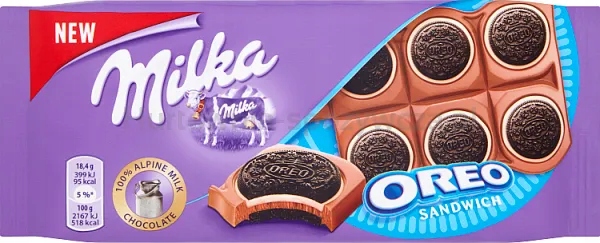 Levně Milka Čokoláda Oreo Sandwich 92 G
