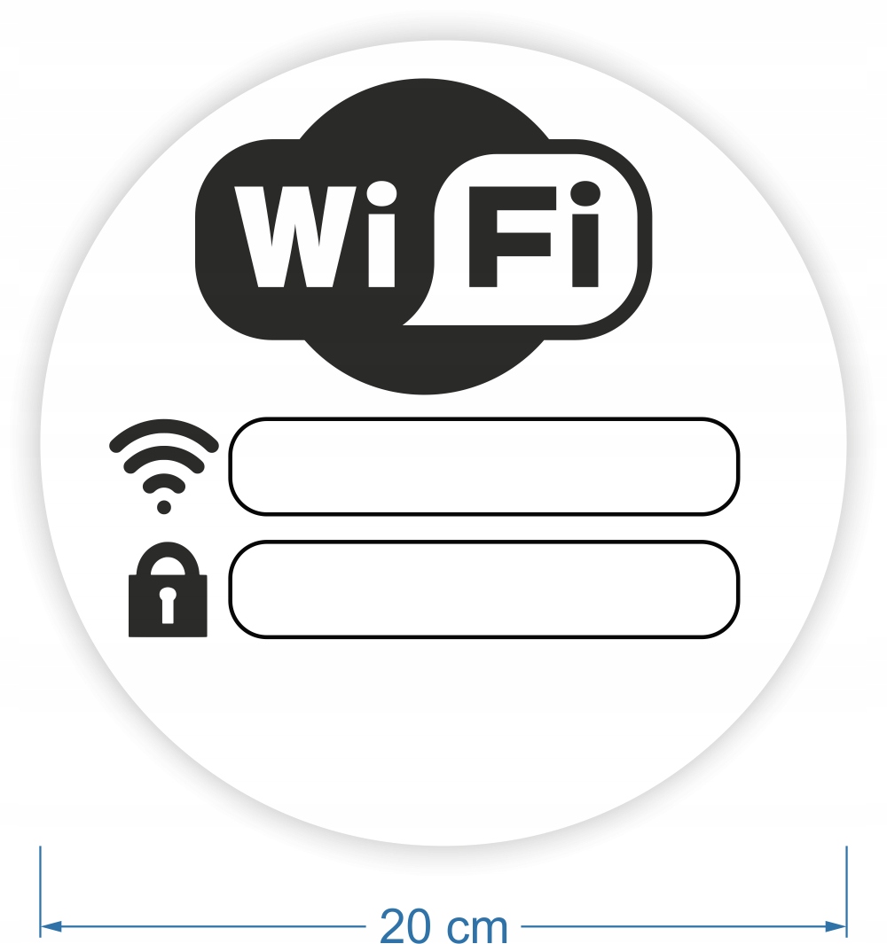Naklejka informacyjna FREE WIFI biała okrągła 20cm Stan opakowania oryginalne