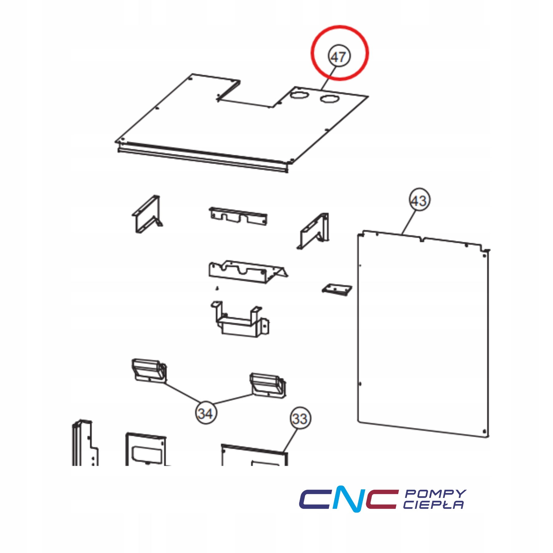 Panasonic ACXE03K01150 – horná krytka (Cabinet Top Plate) pre vonkajšie použitie.