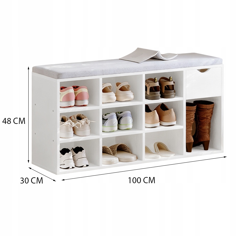 SZAFKA NA BUTY Z SIEDZISKIEM LOFT BIAŁA ŁAWKA PRZEDPOKÓJ NOWOCZESNA 100CM Liczba poziomów 4