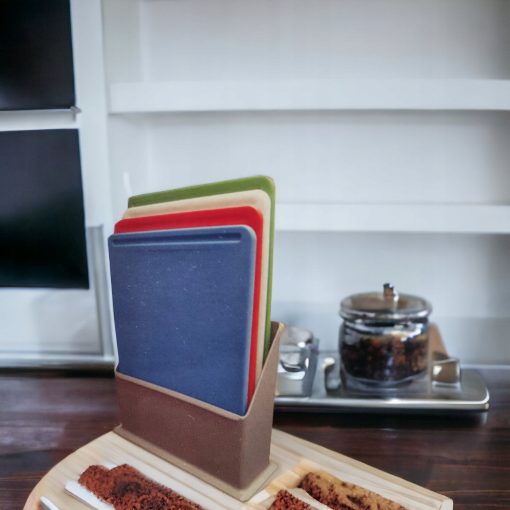 ZESTAW DESEK do krojenia 4szt kolorowe STOJAK Kod producenta 859300050