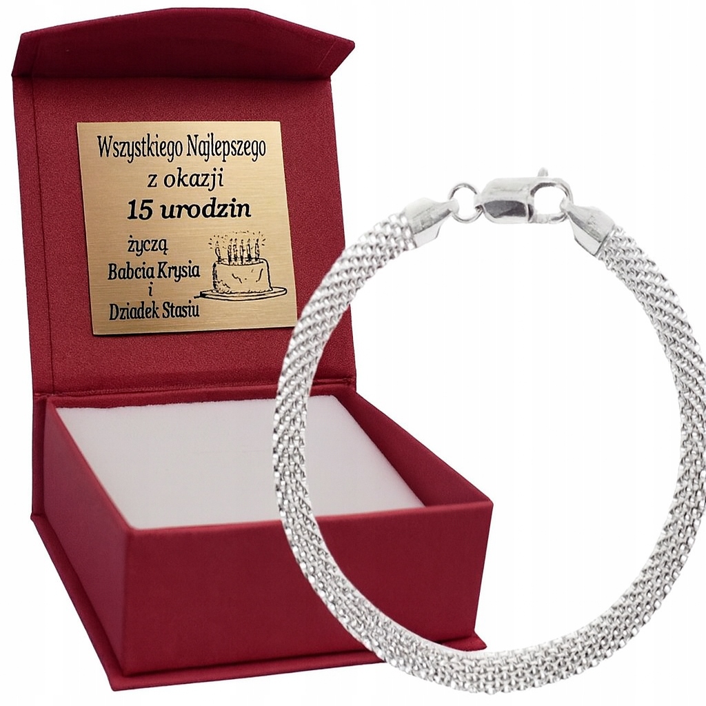 Bransoletka Srebrna Damska Tub Ażurowy 5,00 mm Szeroka pr 925 Grawer