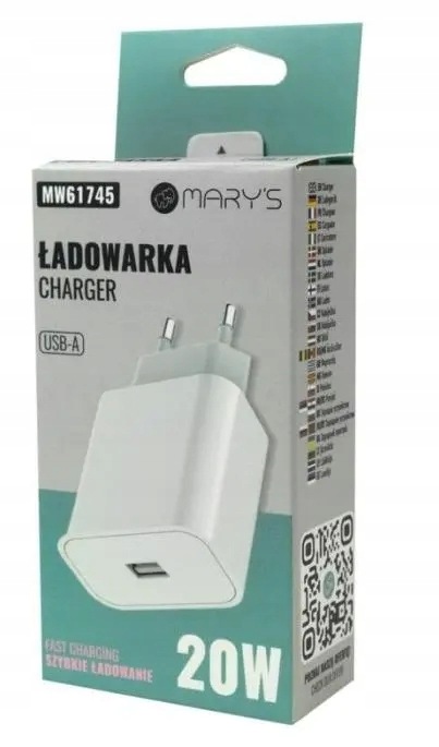 Ładowarka sieciowa 20W Usb-a biała.