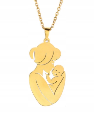 

Naszyjnik łańcuszek Złoty stal mama dziecko 316L