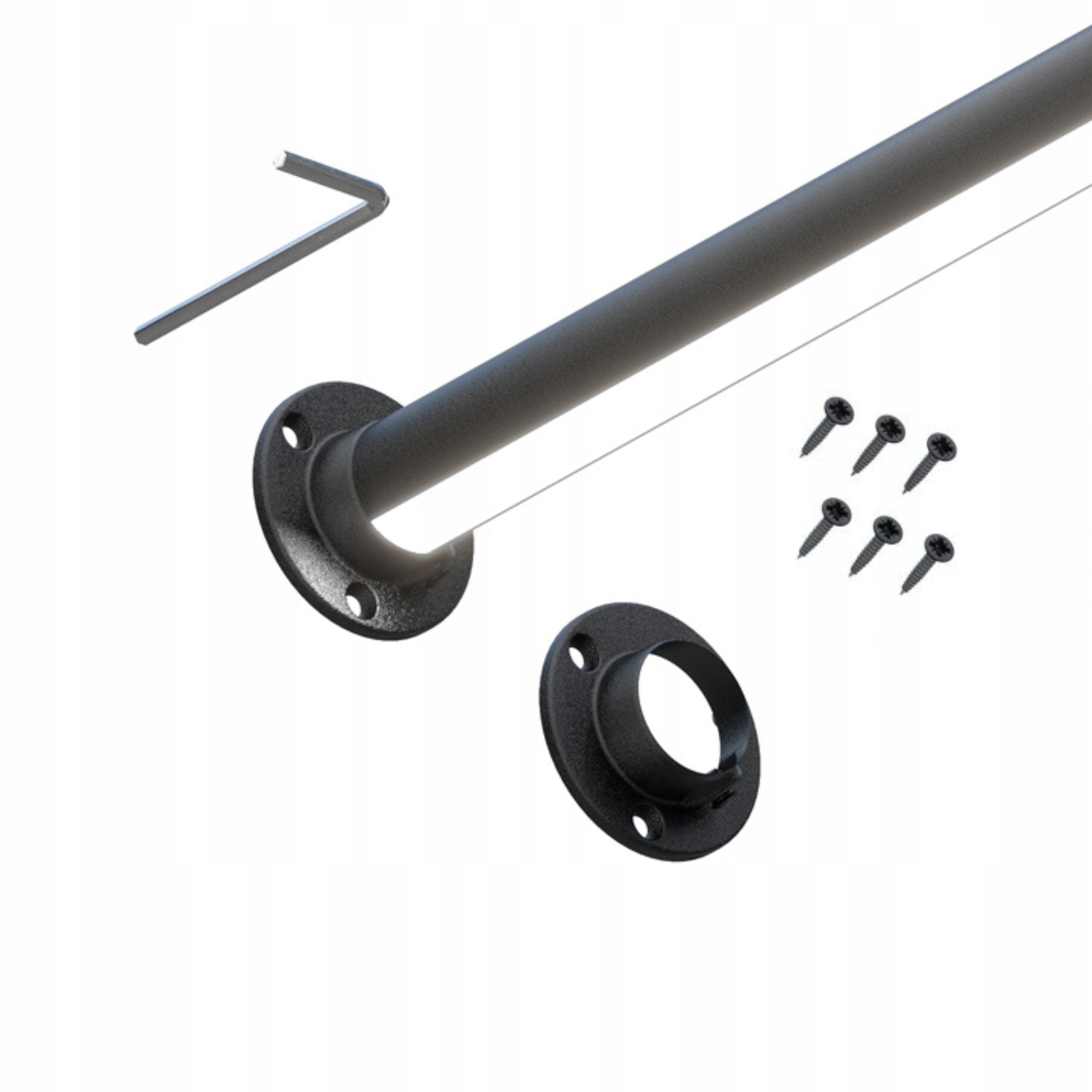 Led tyč do skříně s úchyty, černá struktura, 200 cm