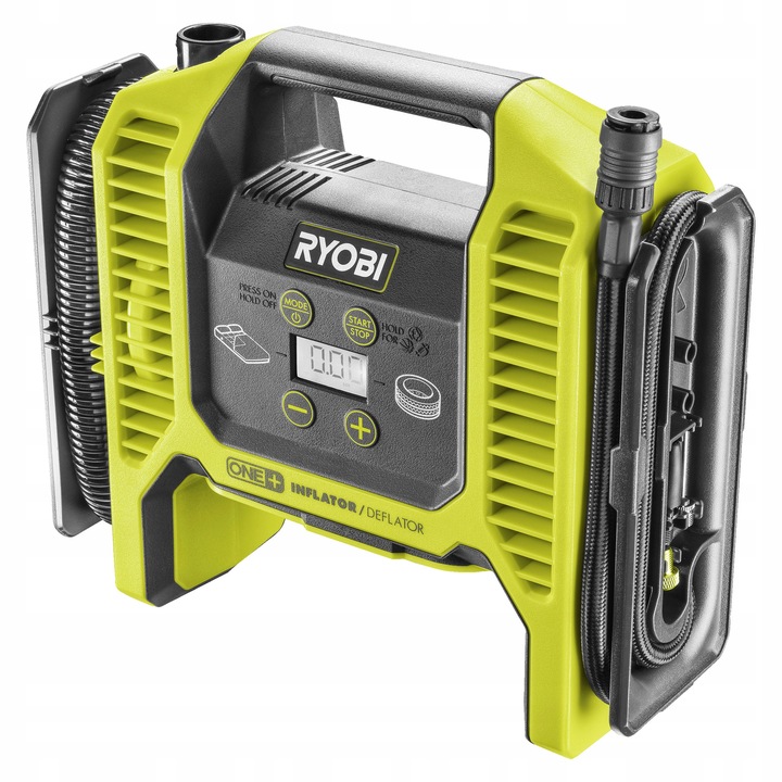 RYOBI KOMPRESOR POMPKA AKUMULATOROWA PROGRAMOWALNY INTERFEJS 18V + Ład 5Ah Model R18MI-0 + RC18120-150