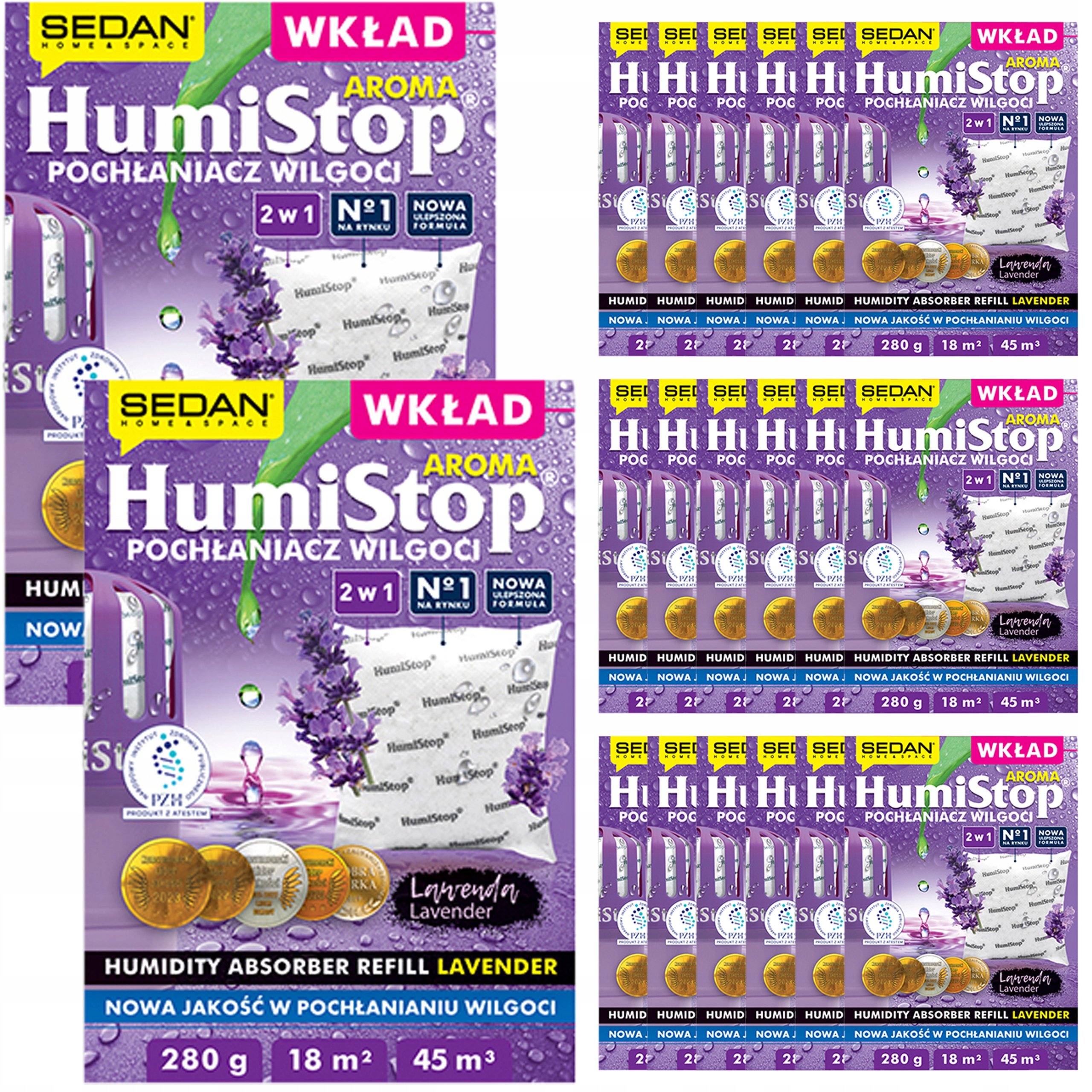 20 x Humistop Náhradná náplň do pohlcovača vlhkosti 280 g Vôňa Levanduľa Atest