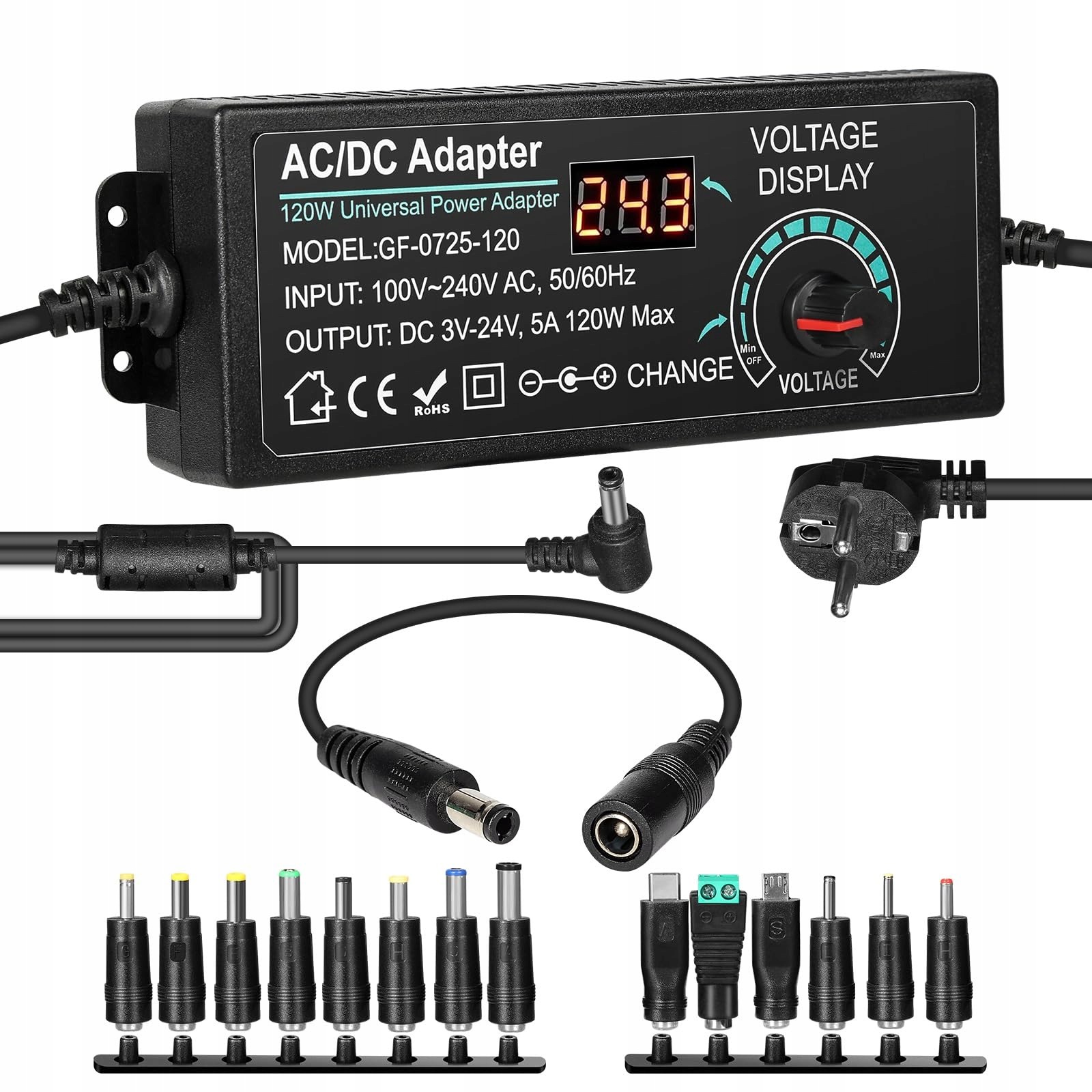 Zasilacz Regulowany 3-24V 5A 120W Uniwersalny Zasilacz DC Led