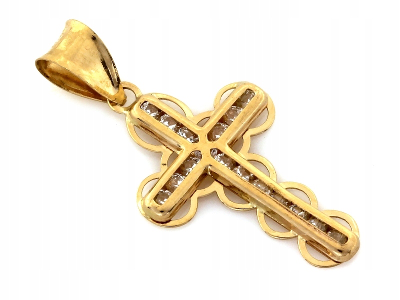 Přívěsek Křížek Ažurový 585 14k s zirkony 0.55g Zlato pro ženy