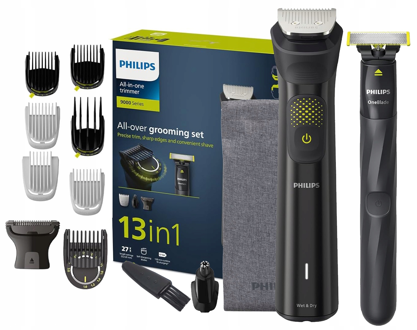 Vodotesný Zastrihávač Philips MG9530/15 Holiaci Strojček Na Telo 13V1 Puzdro