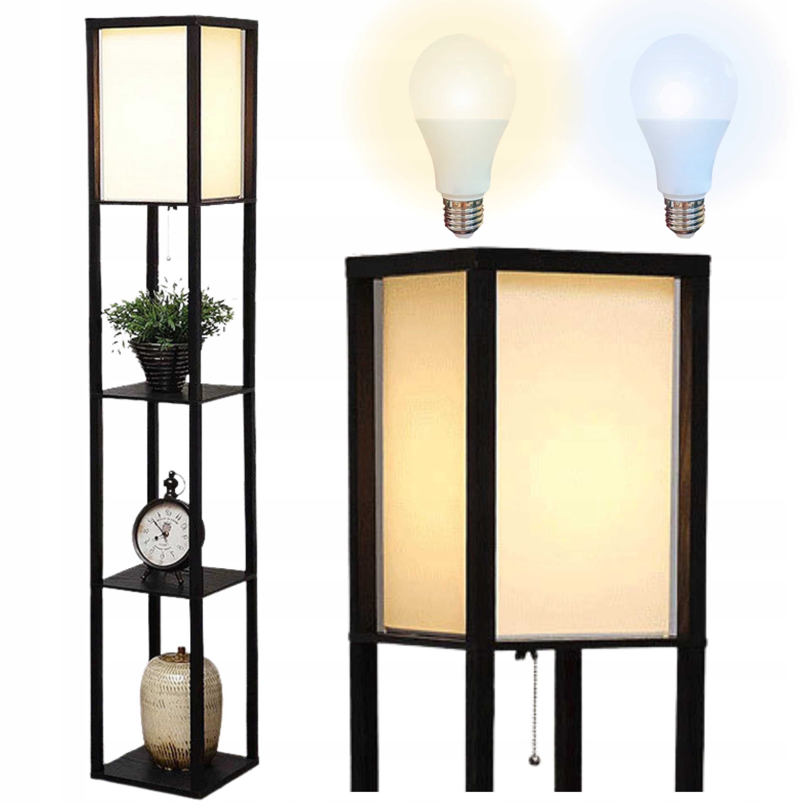 Lampa Stojąca Podłogowa Półka Regał Do Przechowywania 2 Barwy Żarówka