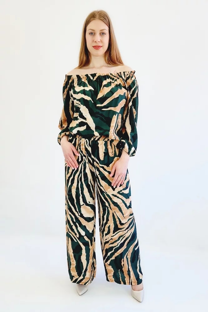 Komplet kalhot a španělky Zeberka Zeleno Béžová Uni