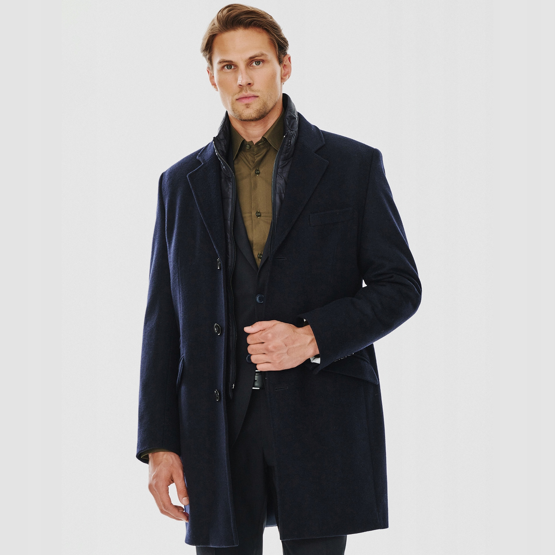 Tmavě modrý pánský kabát se stojáčkem Pako Lorente vel 58