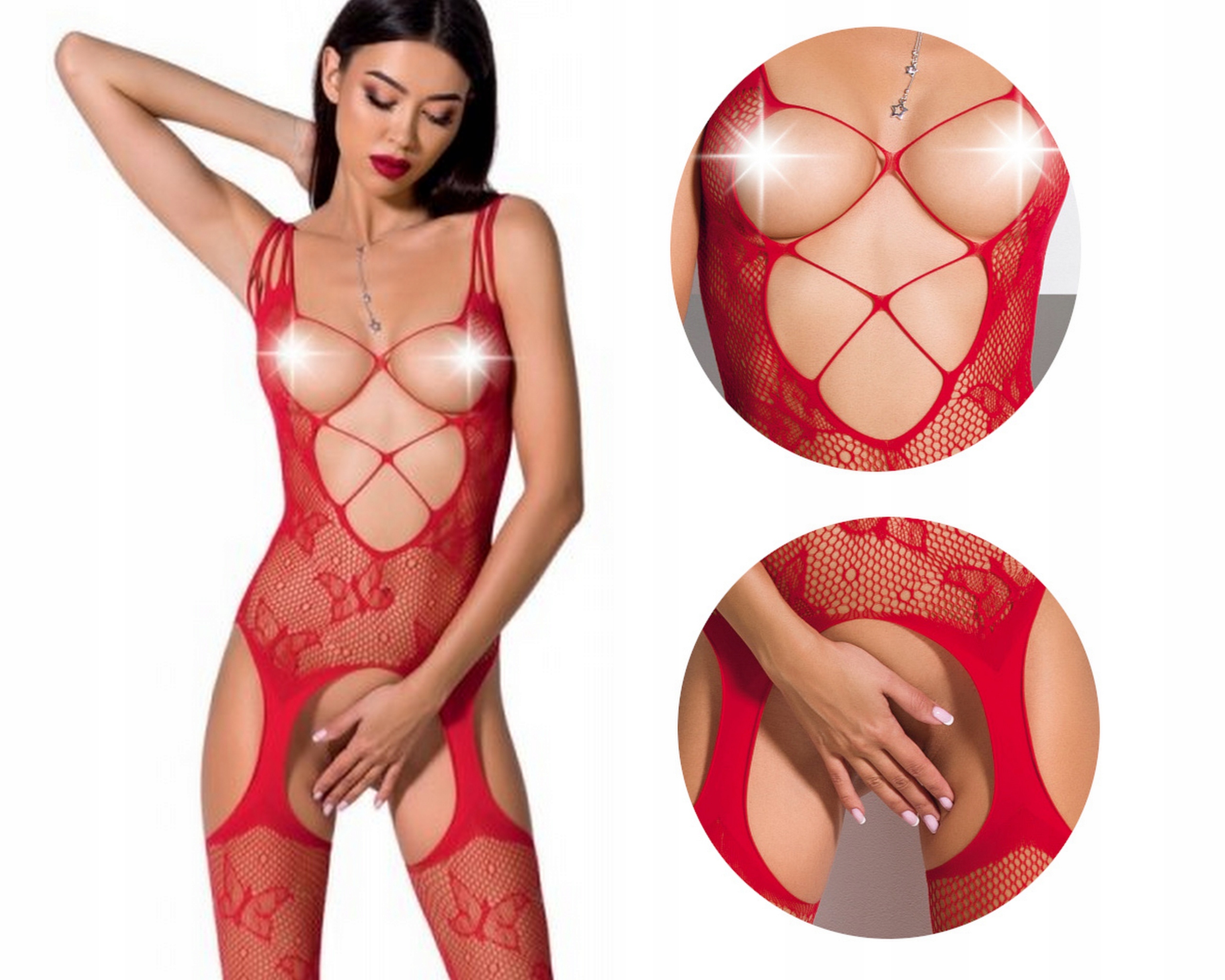 

Ognisty bodystocking Odkryty Krok fantazyjny wzór
