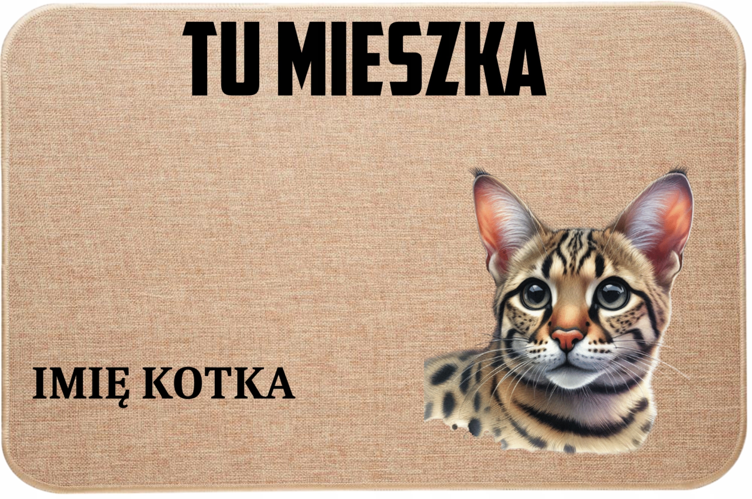 Vstupná Ľanová Rohožka S Mačkou Tu Býva Meno Vášho Mačiatka