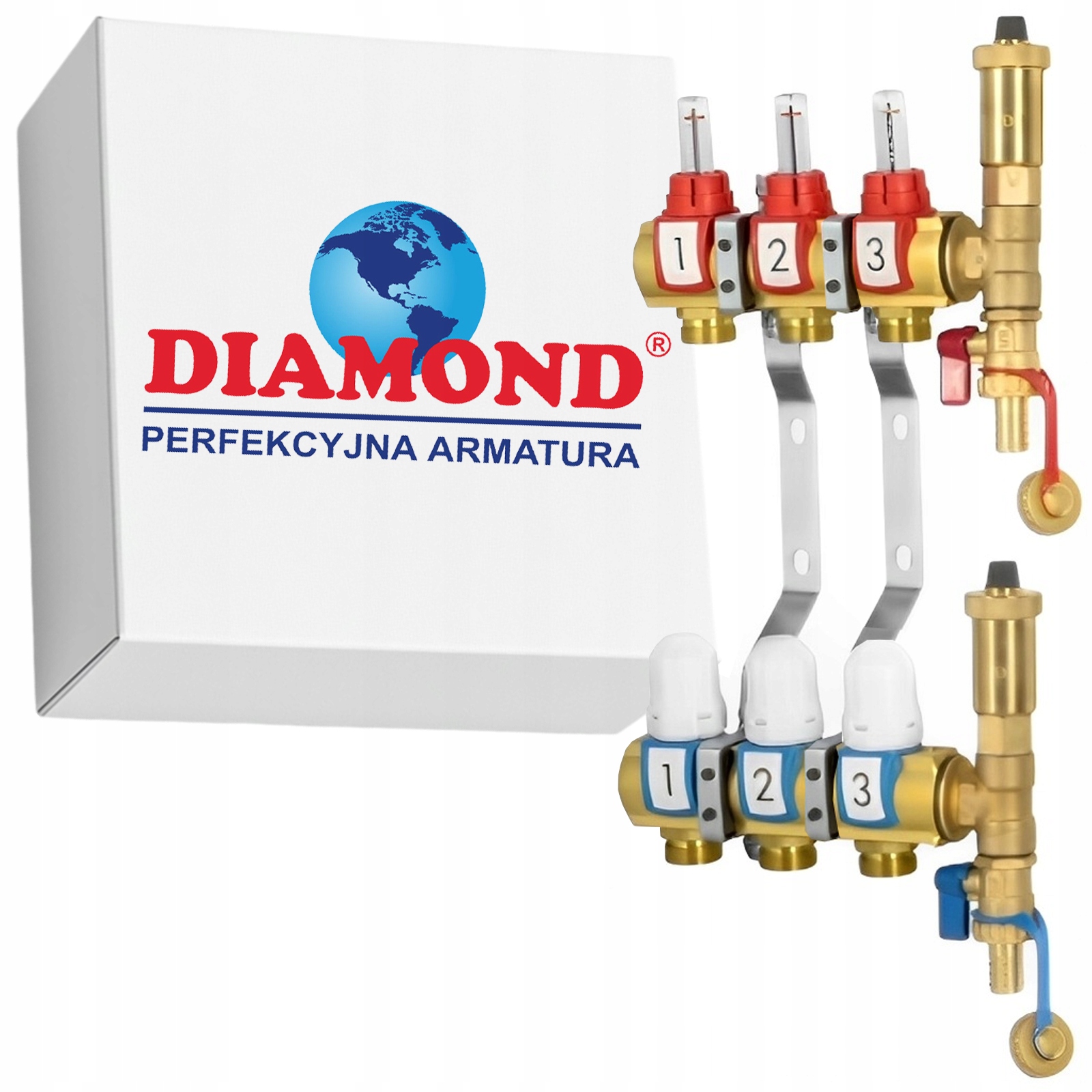 Rozdeľovač 3 Okruhov Podlahového Vykurovania Pre Mosadznú Podlahu Diamond