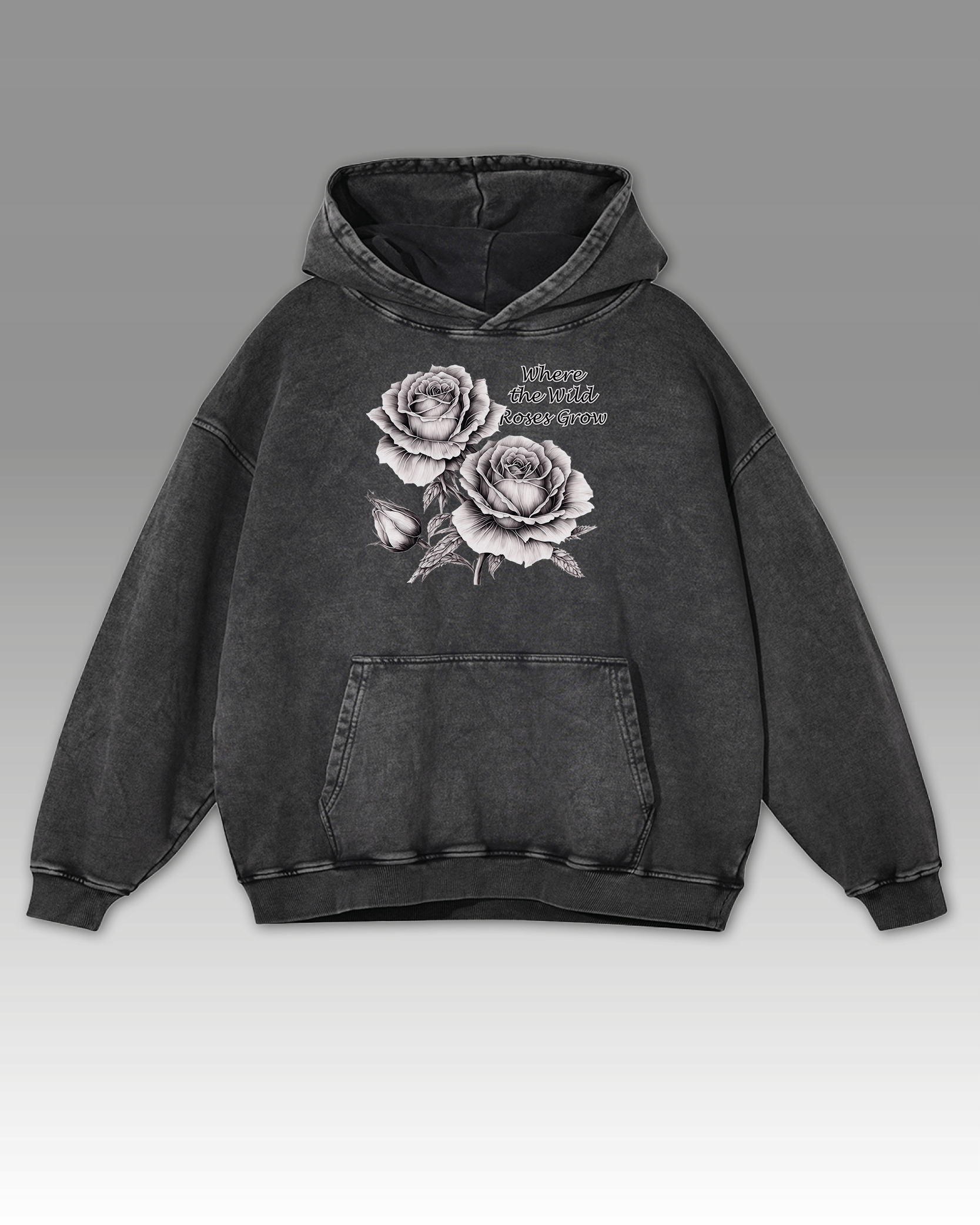 Mikina Wild Roses Kde rostou Divoké růže Květiny Vintage Grafitová XL