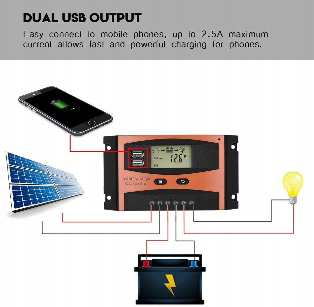 Solar Charge Controller 30A 50V PWM Solar Panel Re Marka inny