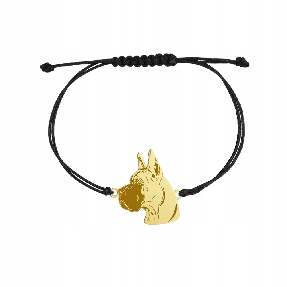 Zlatý náramek s psem Great Dane šňůrka 925 Dedikace Gravírování Bonus