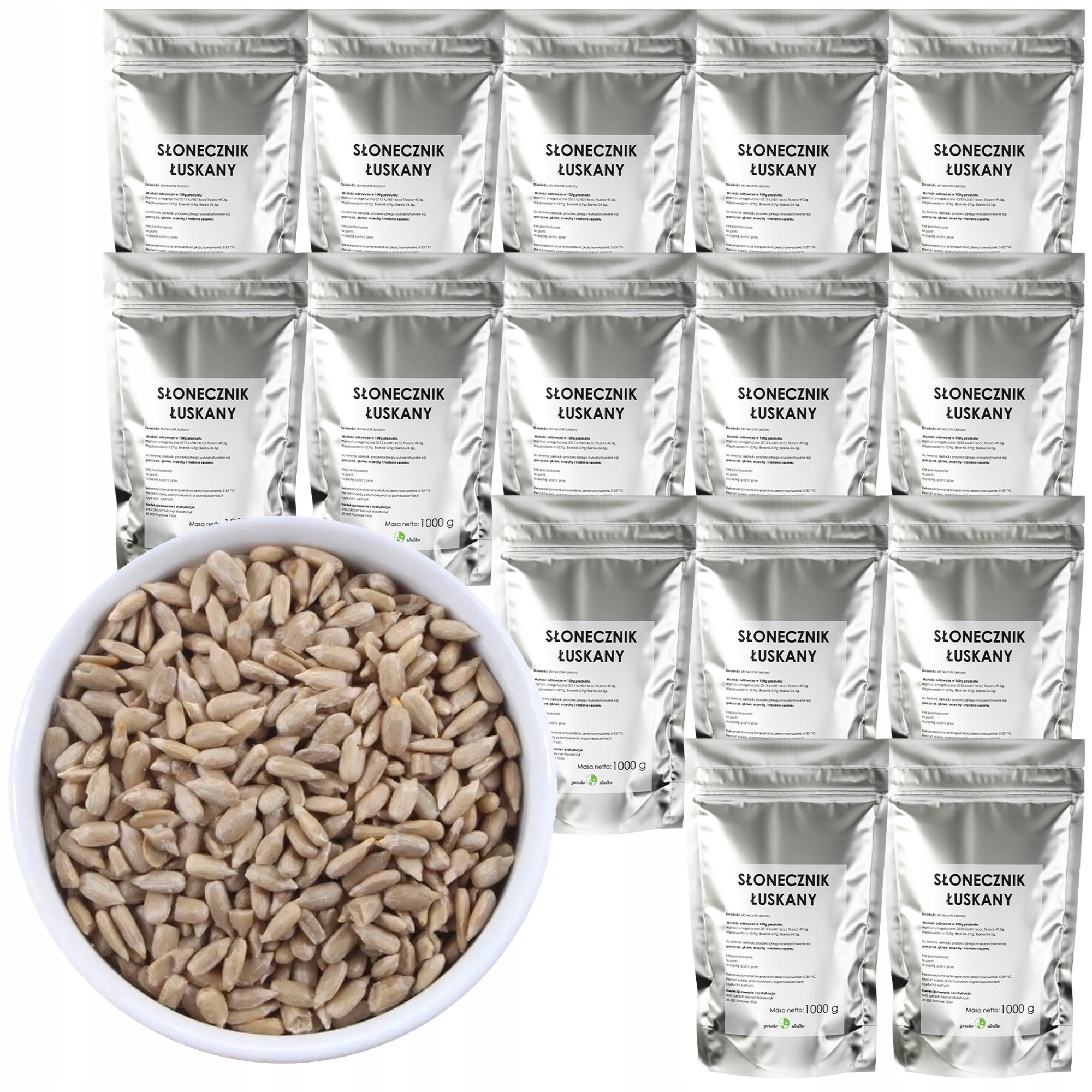 Słonecznik Łuskany 15kg ziarno Naturalny Zdrowa przekąska