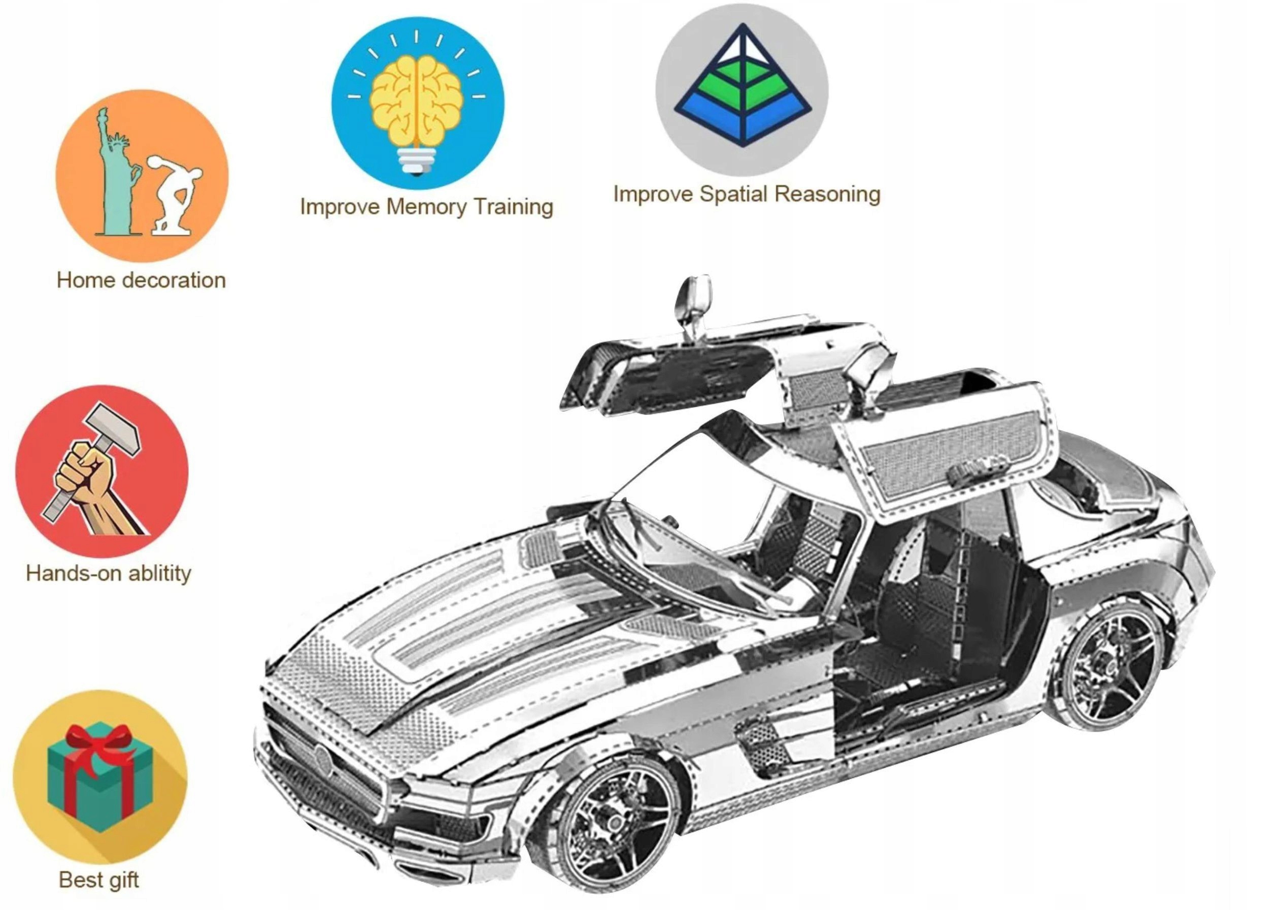SPORTOWY samochód MERCEDES MB-188 metal model 14+ METALOWE PUZZLE 3D EAN (GTIN) 0804065283763