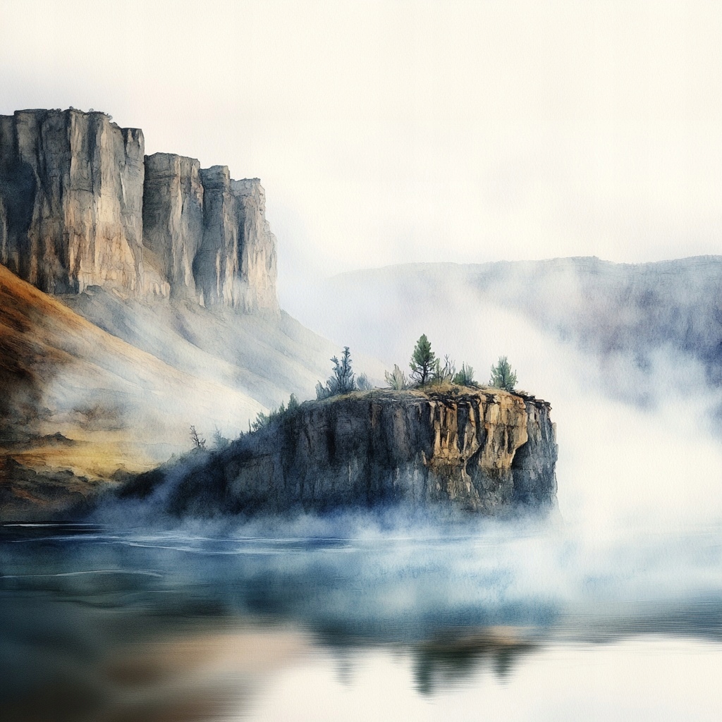 Obraz Na Plátně Canvas Krajina Hory Skály Útesy Fiord Jezero Mlha 80x80