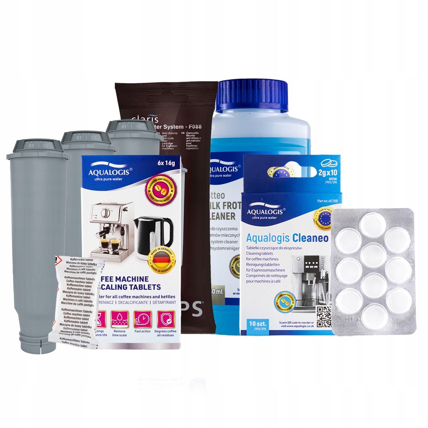 3x Filter F08801 pre kávovar Krups Odvápňovač tekutina tablety Cleaneo