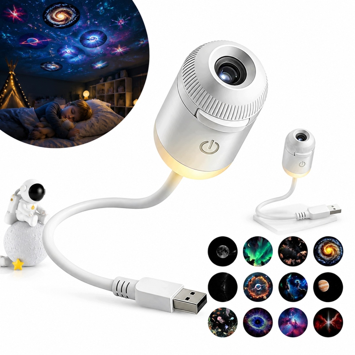 Mini Projektor Gwiazd Lampka Nocna 12X Dysk Planety Usb Nowy 2026