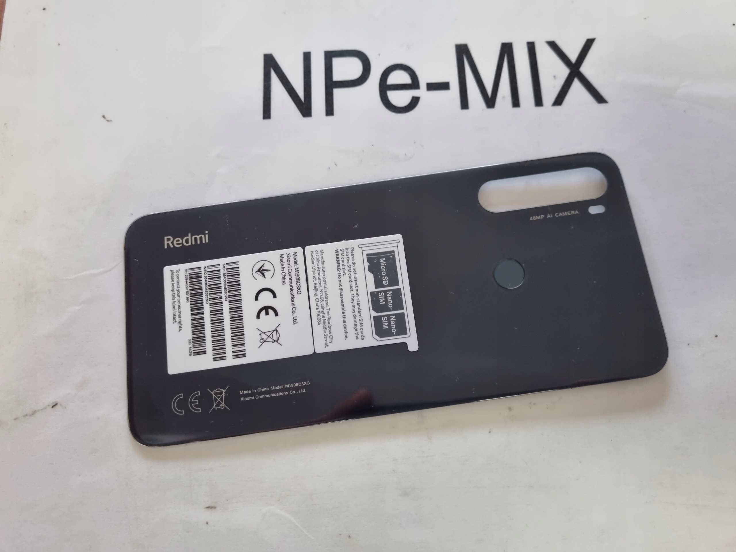 Klapka GRAY ORYG Xiaomi Redmi Note 8T