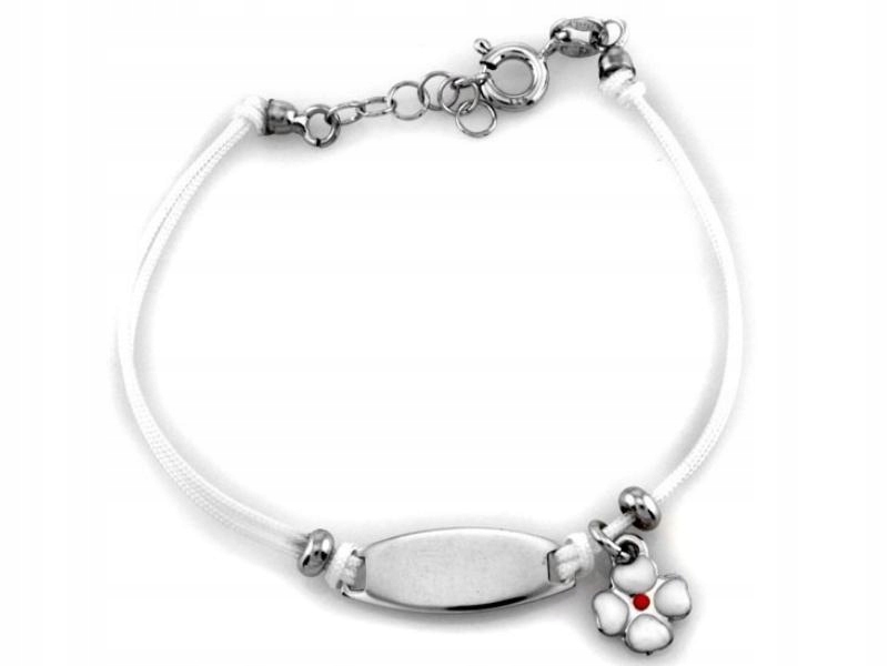 Stříbrný provázkový náramek 925 s kytičkou a přívěsky pro ni