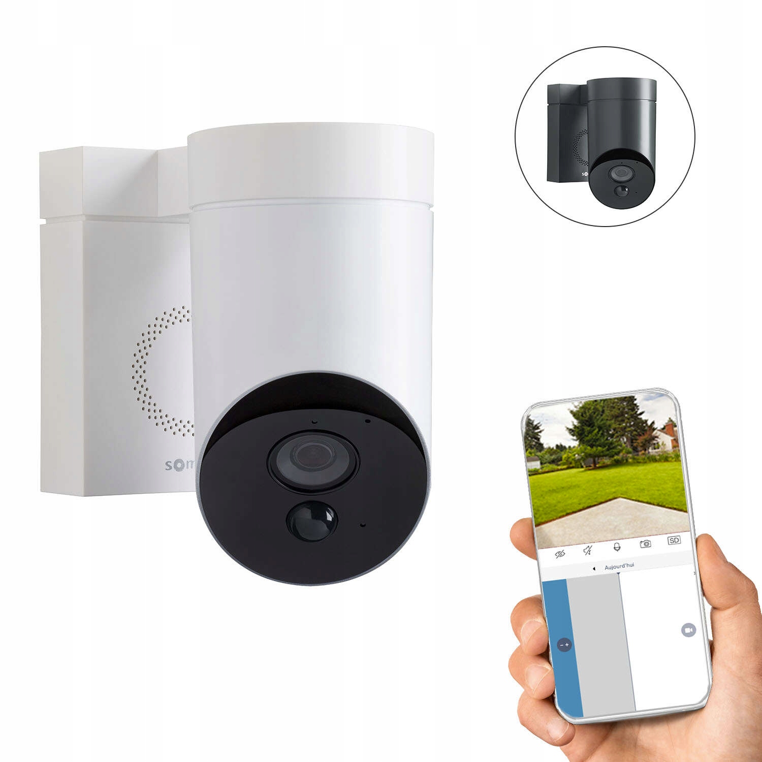 Somfy kamera zewnętrzna V2 WiFi Ip smart alarm syrena 110 dB biała