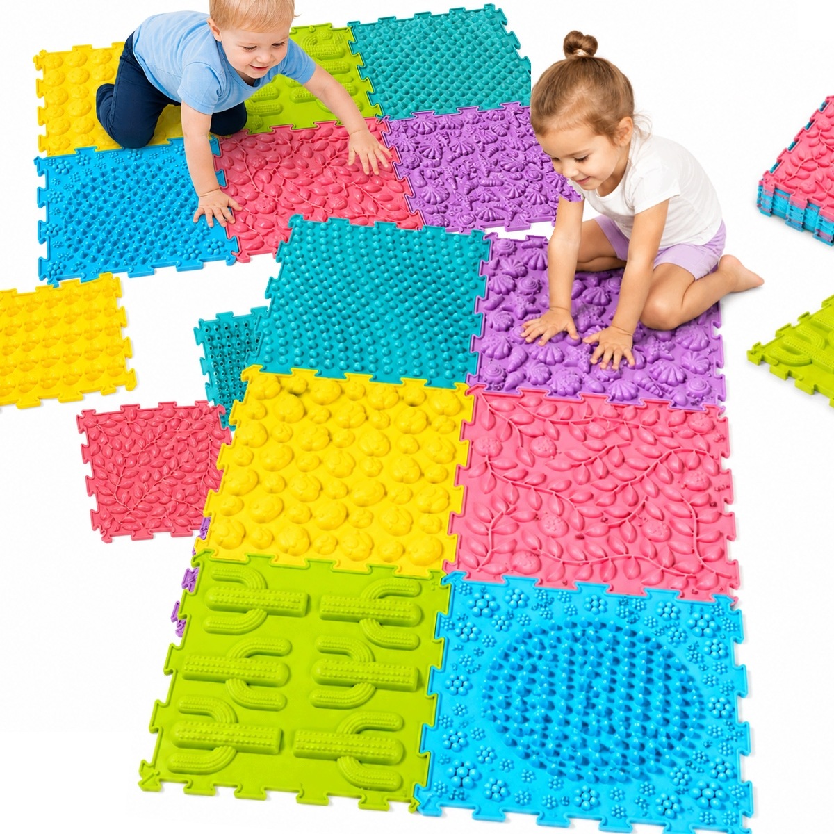 Mata Sensoryczna Ortopedyczna Ścieżka Puzzle Masaż Stóp Dla Dzieci 6szt