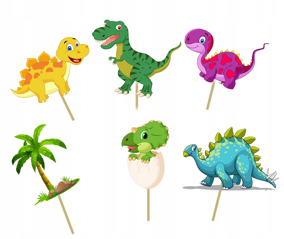 

Topper Pikery Bajkowe Dinozaury Dekoracja tort 6sz