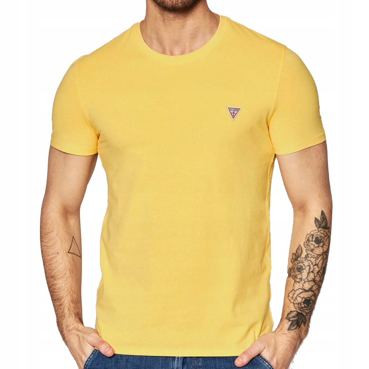 

Guess t-shirt koszulka męska żółta crew-neck L