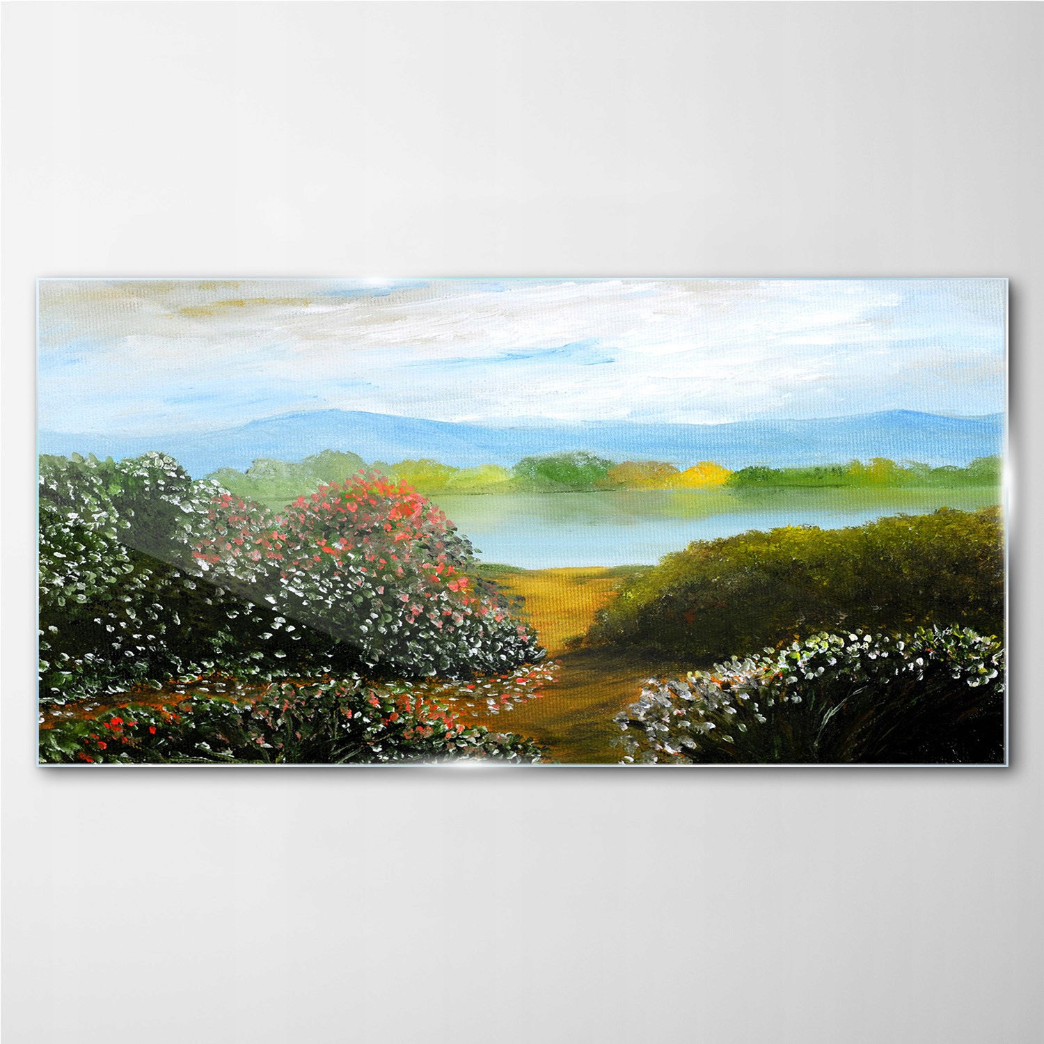 

Obraz szklany Kwiaty woda drzewa niebo 100x50 cm