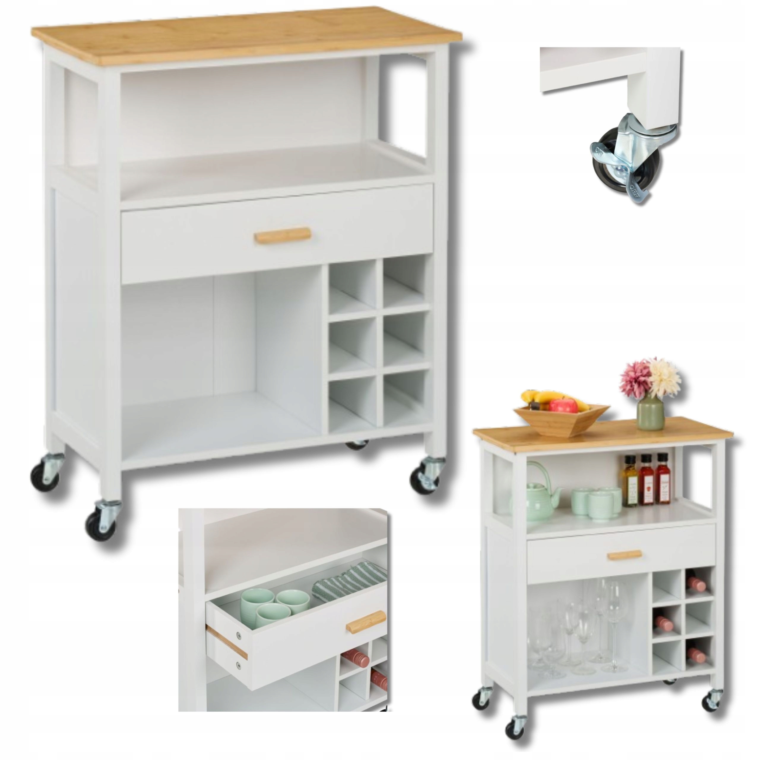 Kuchynský vozík s regálom na víno Stojan na fľaše Drevená skrinka