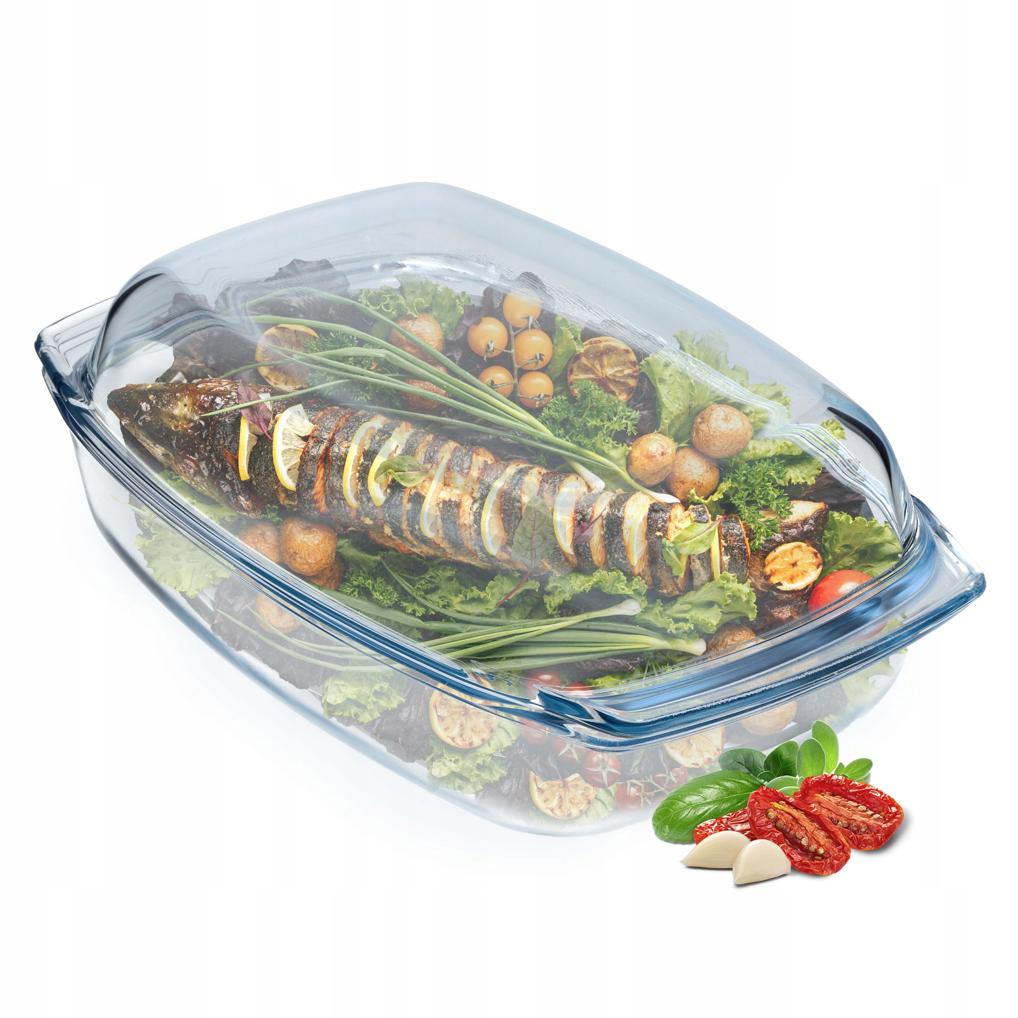 NACZYNIE ŻAROODPORNE Z POKRYWKĄ 5L SZKLANE