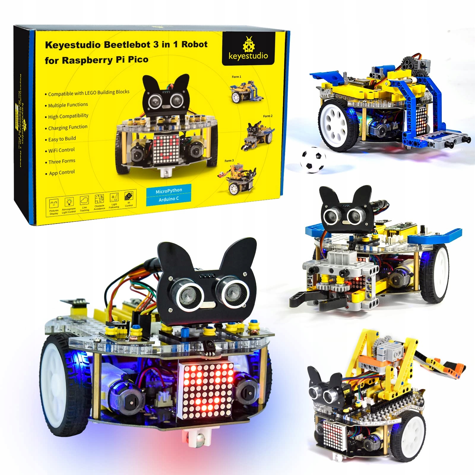KEYESTUDIO Startovací sada pro robotické auto Raspberry Pi Pico ...