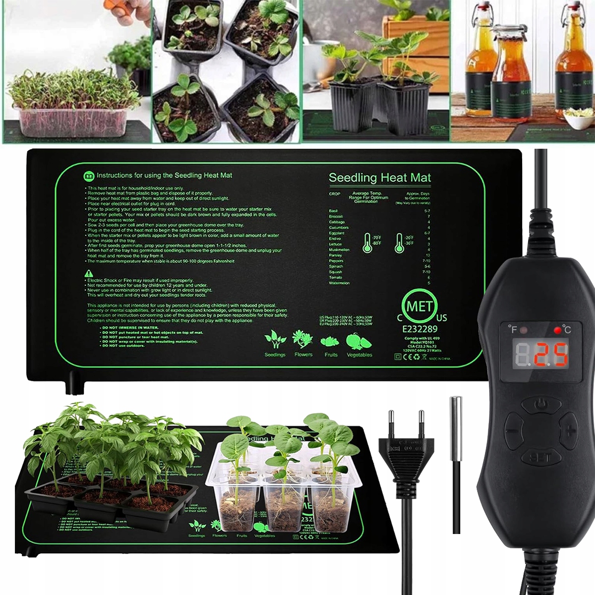 Levně Topný Rohož 52 x 24 cm, 50 W, Regulátor, Pro Plazy Rostoucí