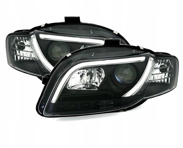 LAMPY REFLEKTORY Do AUDI A4 B7 Od 2004 do 2008 Roku LED TUBE BLACK Strona zabudowy lewe + prawe