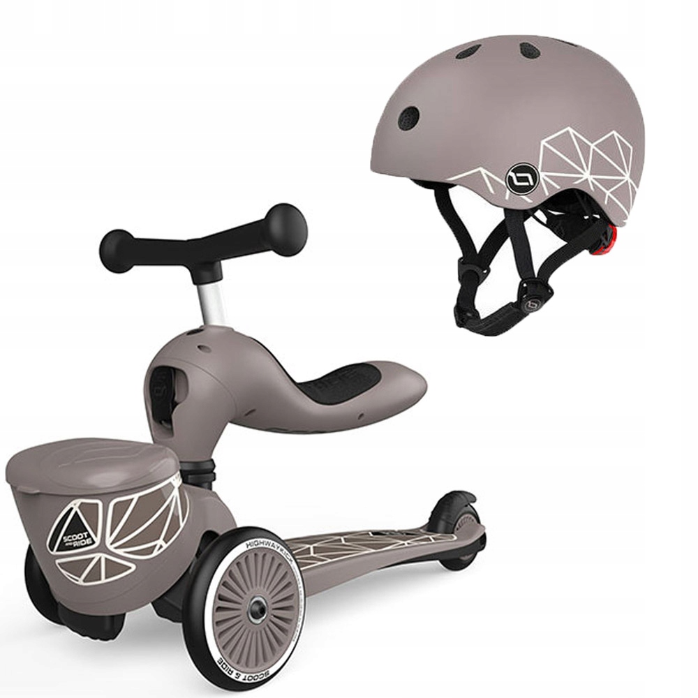 Scoot And Ride 2w1 Highwaykick 1 Brown Lines Kask