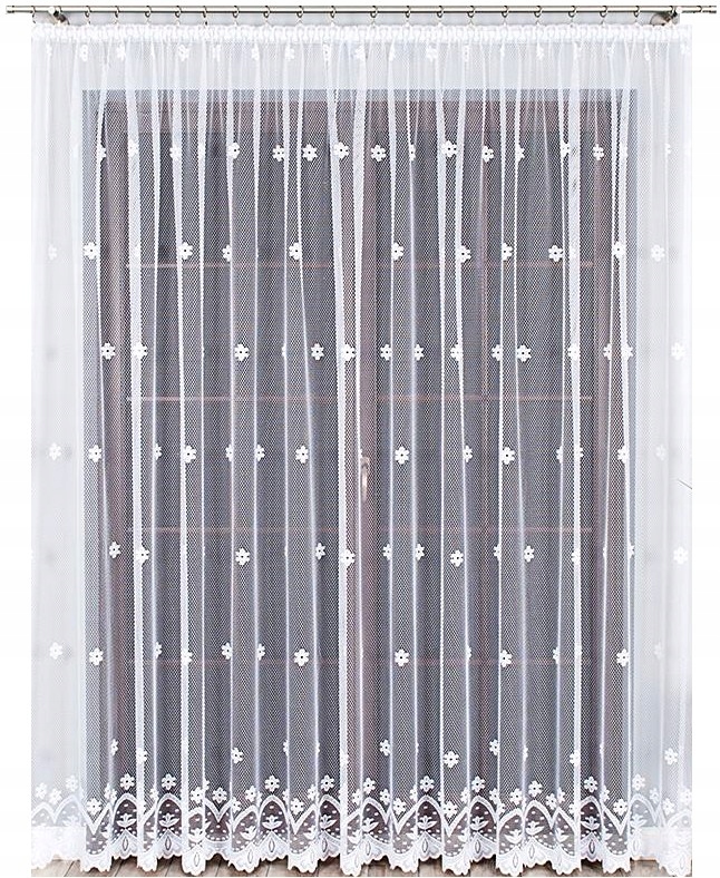 Záclona Florentyna 500 x 250 cm jednoduchá s květinami (hotová) s lemováním