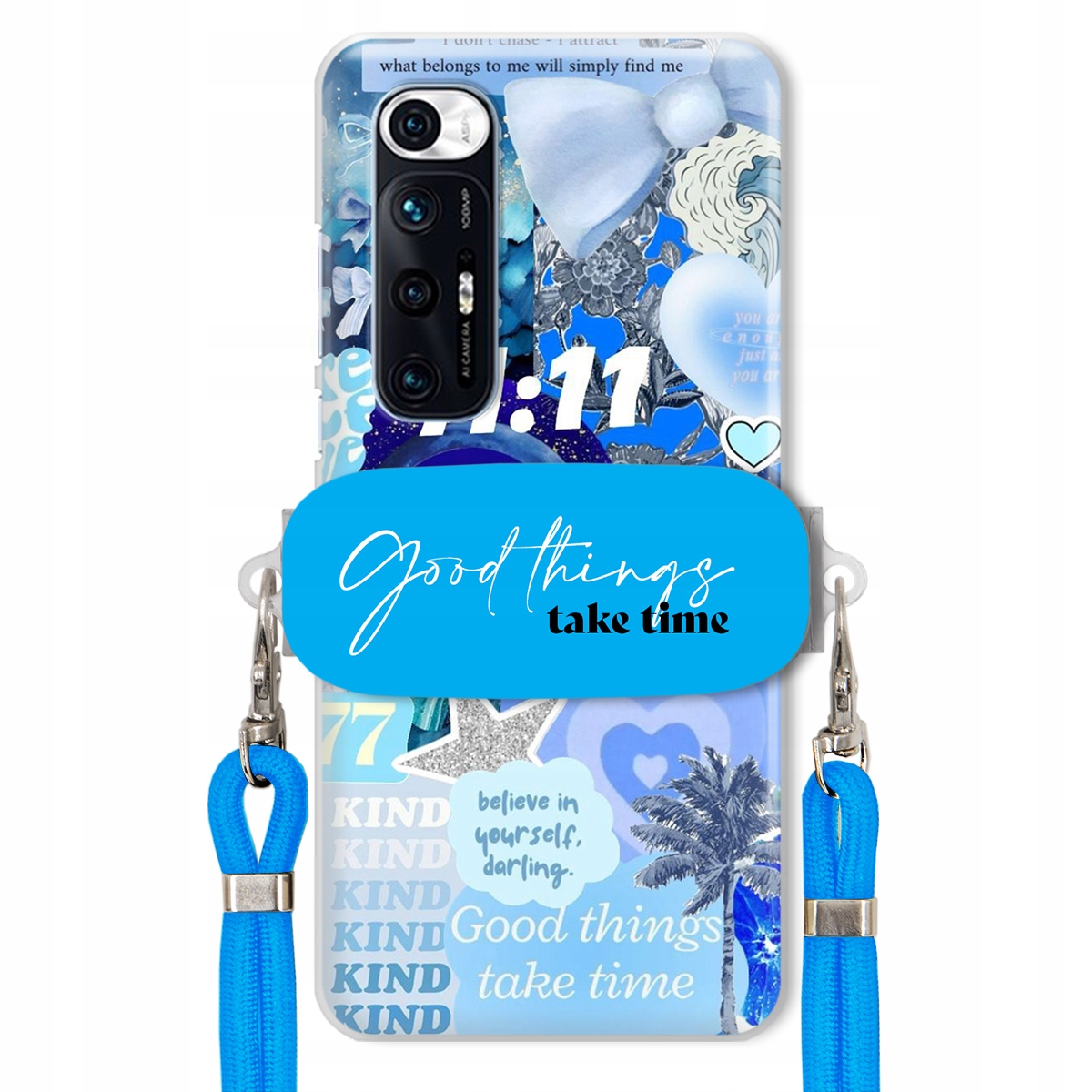 Pouzdro pro Xiaomi Mi 10s Držák Crossbody vodítko Good Things Take Time Lata