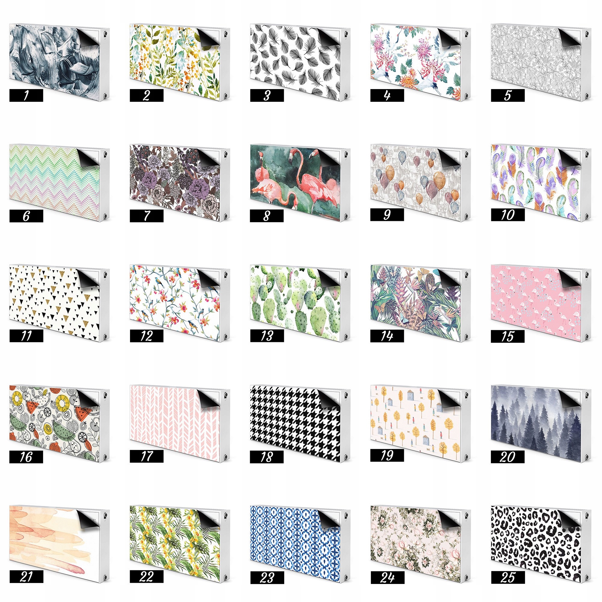 Modna nakładka na kaloryfer 100x60 Malowane liście Grubość materiału 1 mm