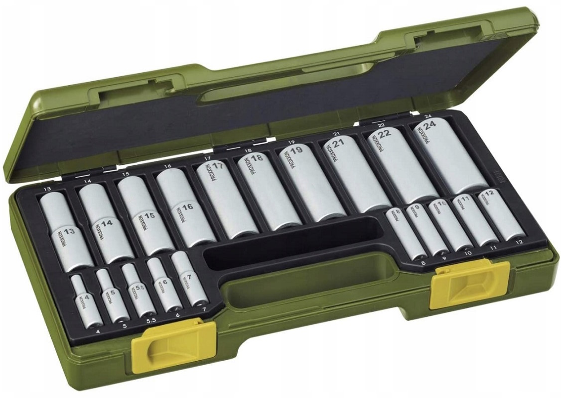 Zestaw specjalny nasadek głębokich długich 1/4 1/2 PROXXON [20 części]