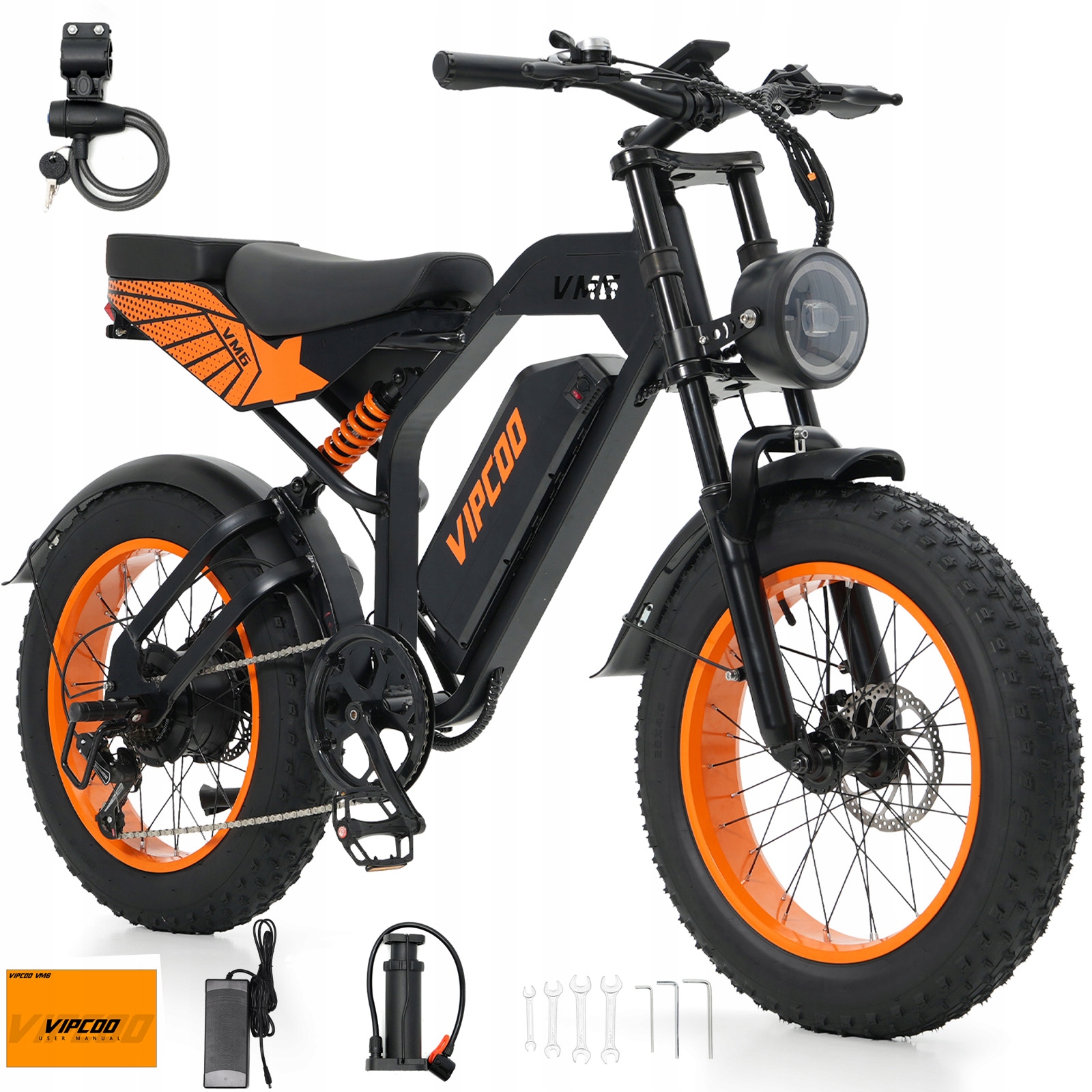 Elektrokolo s tlustými pneumatikami 20'' Vipcoo VM6, 750W, 40 km/h, 48V 18,2Ah, dojezd 75 km, horské kolo (mtb)