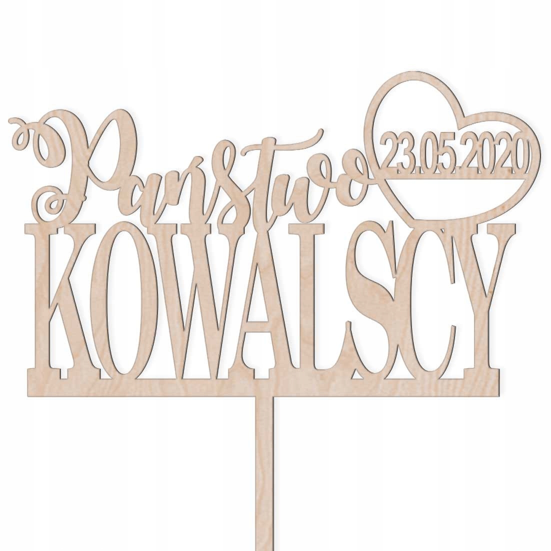 TOPPER NA TORT NAPIS PAŃSTWO NAZWISKO DATA WESELNY