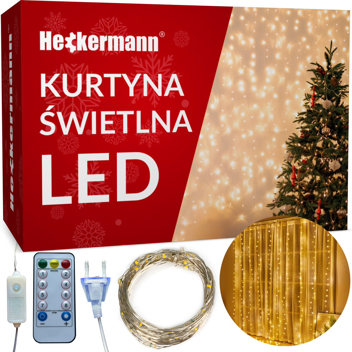 Led girlanda Heckermann YS-0003 3x3m 300LED Warm